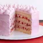 Strawberry Cake With Pink Meringue Buttercream Frosting